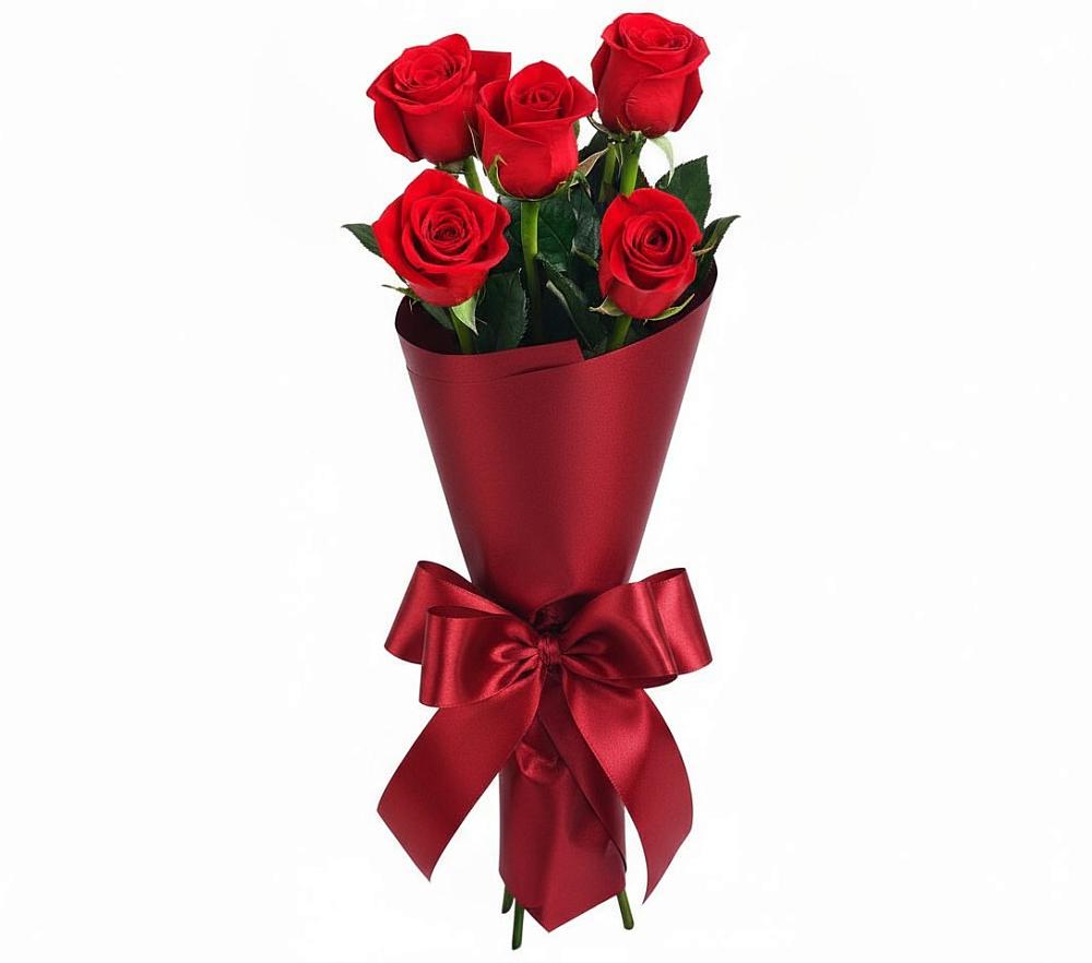 Букет 5 Красных роз Эдлесс Лав в Горшечное