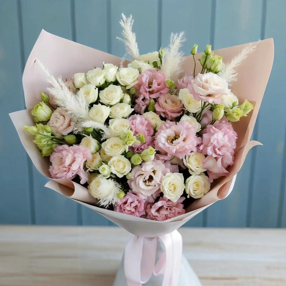 Букет цветов из: Альстромерии и Розы в Горшечное