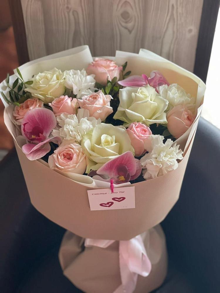 Букет цветов из: Орхидеи, Розы и Гвоздики в Горшечное