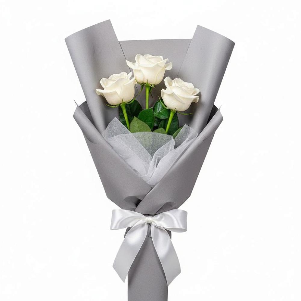 Букет 3 белые розы в Горшечное