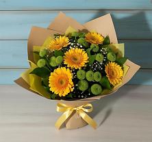 Букет цветов из:  Герберы и Хризантемы в Горшечное