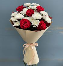 Букет цветов из:  Розы и Хризантемы в Горшечное