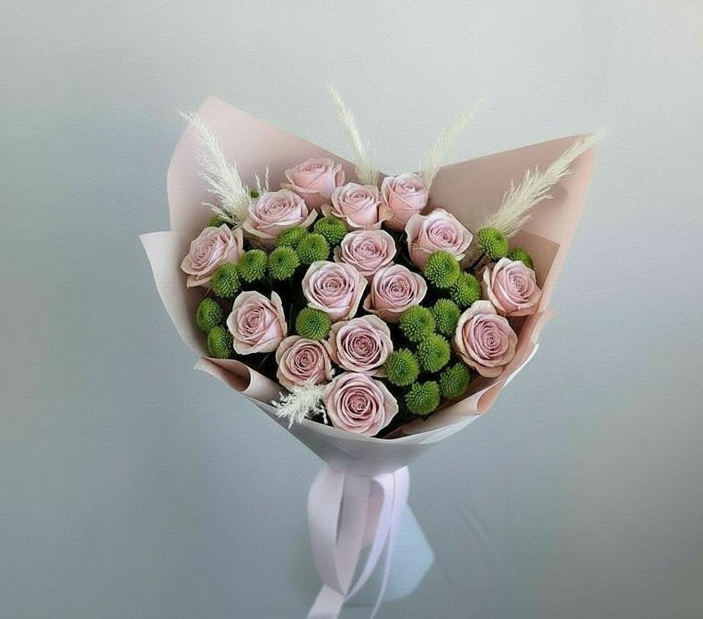 Букет цветов из: Розы и Хризантемы в Горшечное