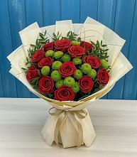 Букет цветов из:  Розы и Хризантемы в Горшечное