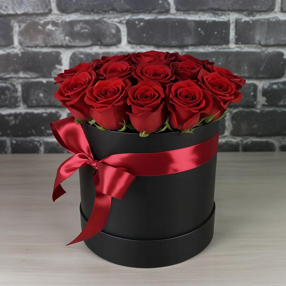 Цветочная композиция из Розы в шляпной коробке в Горшечное