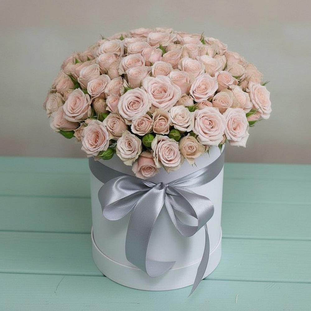 Цветочная композиция из Розы в шляпной коробке в Горшечное